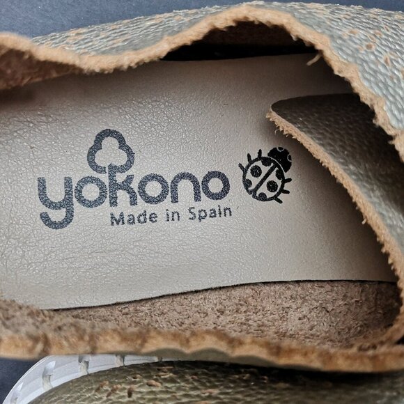 NWT Yokono Spain Ladies Size 40 (approx. 9 US) Gold Tone Leather Upper Sneakers - Picture 5 of 9